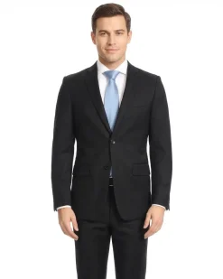 Sartoria Mazara Solid Black Classic Fit Wrinkle Resistant 2-Button Wool Suit