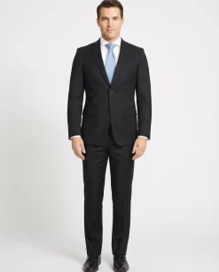 Sartoria Mazara Solid Black Classic Fit Wrinkle Resistant 2-Button Wool Suit