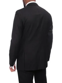 Sartoria Mazara Solid Black Regular Fit Wool 2-Button Suit