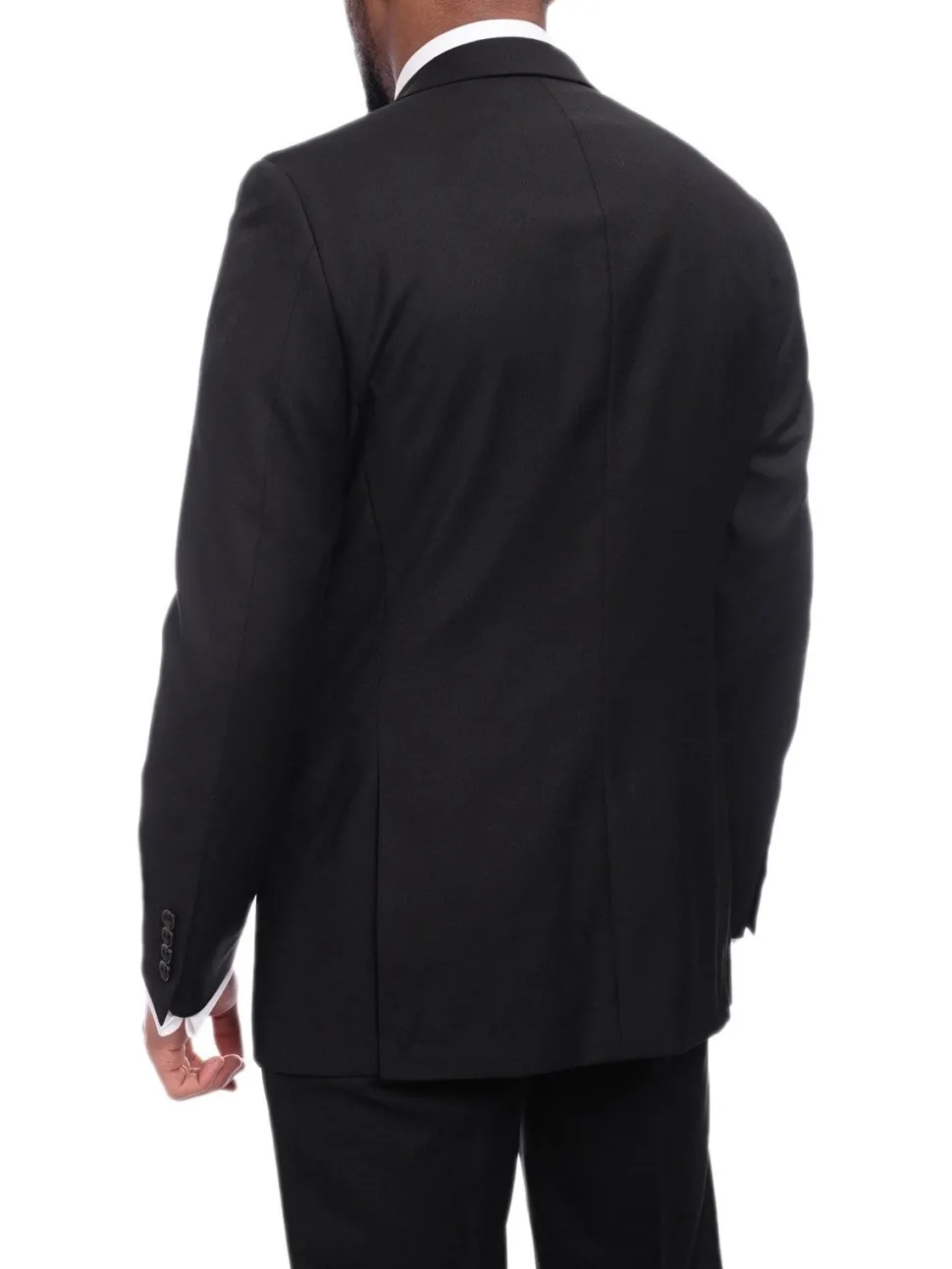 Sartoria Mazara Solid Black Regular Fit Wool 2-Button Suit