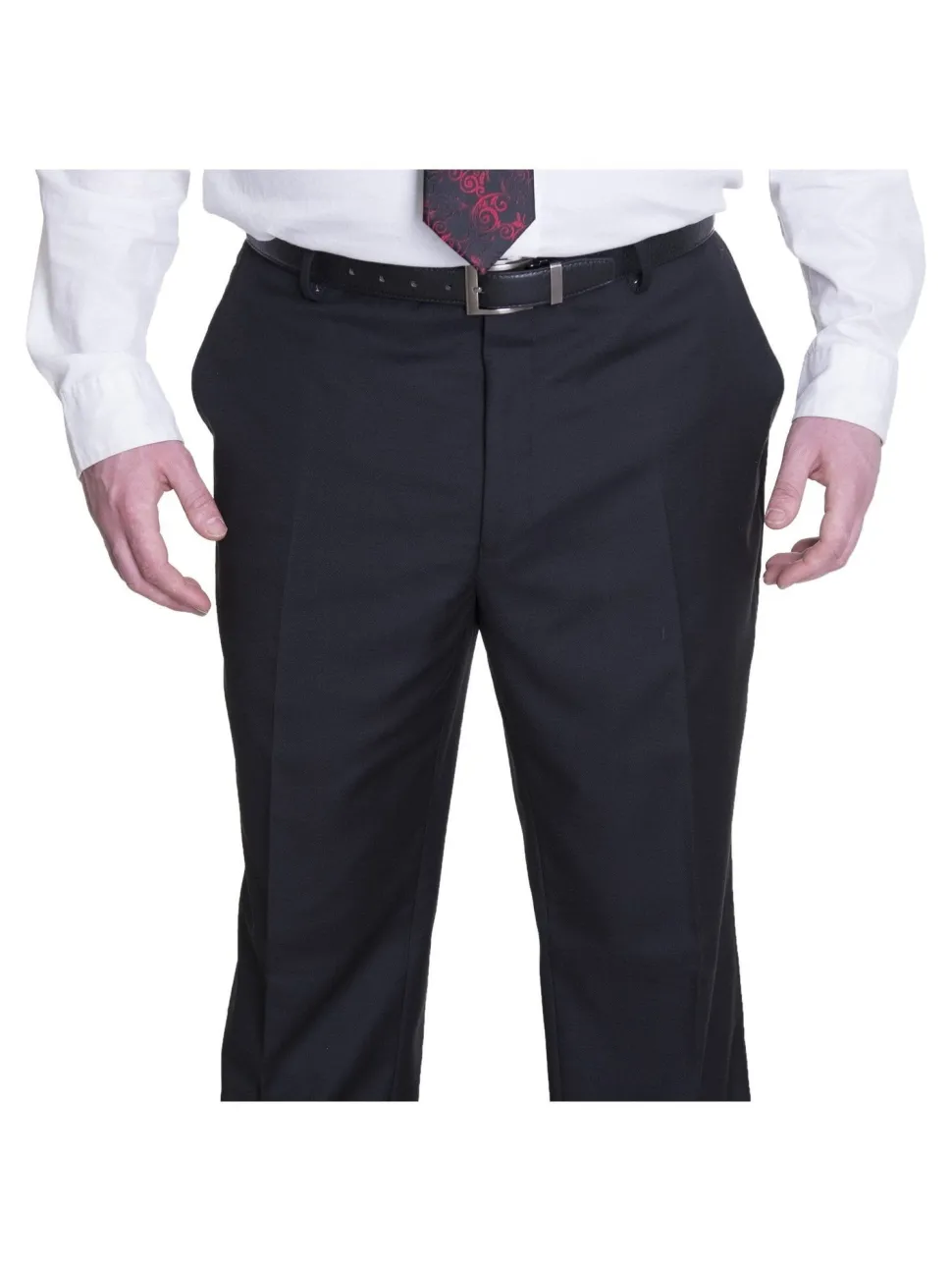 Sartoria Mazara Solid Black Regular Fit Wool 2-Button Suit