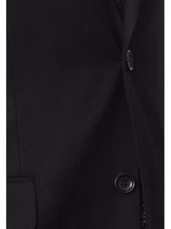 Sartoria Mazara Solid Black Regular Fit Wool 2-Button Suit