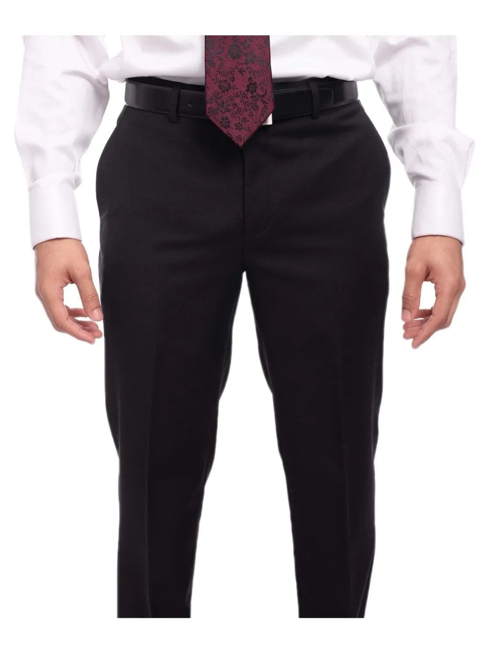 Sartoria Mazara Solid Black Regular Fit Wool 2-Button Suit