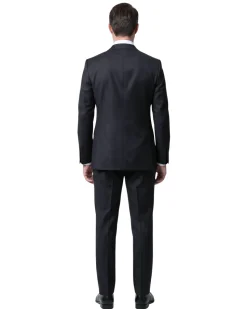 Sartoria Mazara Solid Black Slim Fit Notch Lapel 2-Button Wool Suit