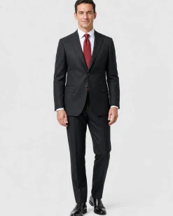 Sartoria Mazara Solid Black Slim Fit Notch Lapel 2-Button Wool Suit