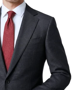 Sartoria Mazara Solid Black Slim Fit Notch Lapel 2-Button Wool Suit