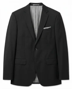 Sartoria Mazara Solid Black Slim Fit Notch Lapel Wrinkle Resistant 2-Button Wool Suit