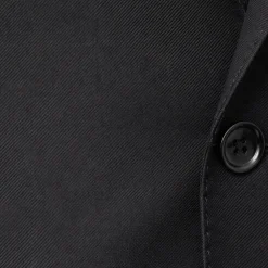 Sartoria Mazara Solid Black Slim Fit Notch Lapel Wrinkle Resistant 2-Button Wool Suit