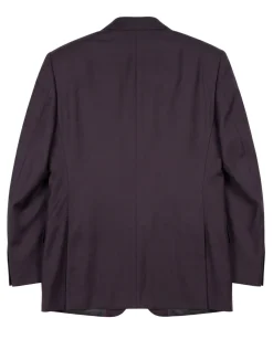 Sartoria Mazara Solid Burgundy Wool Classic Fit Peak Lapels 2 Button Suit