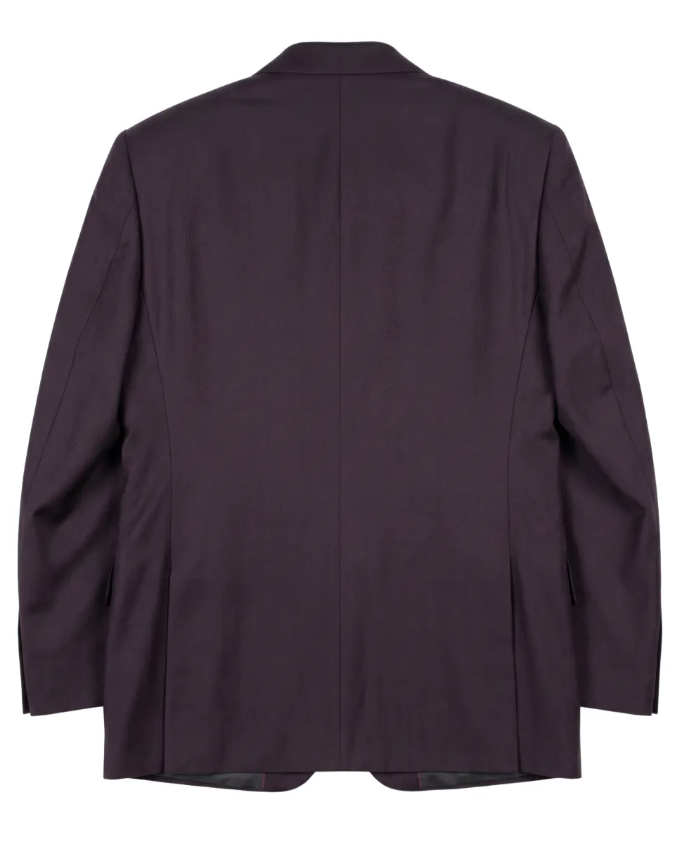 Sartoria Mazara Solid Burgundy Wool Classic Fit Peak Lapels 2 Button Suit