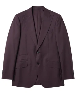 Sartoria Mazara Solid Burgundy Wool Peak Lapels Slim Fit 2 Button Suit