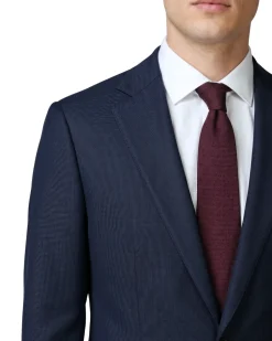 Sartoria Mazara Textured Navy Classic Fit Notch Lapel Wool 2-Button Suit
