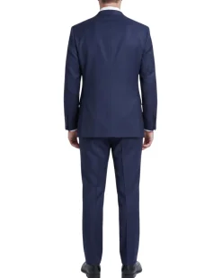 Sartoria Mazara Textured Navy Classic Fit Notch Lapel Wool 2-Button Suit