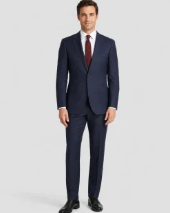 Sartoria Mazara Textured Navy Classic Fit Notch Lapel Wool 2-Button Suit