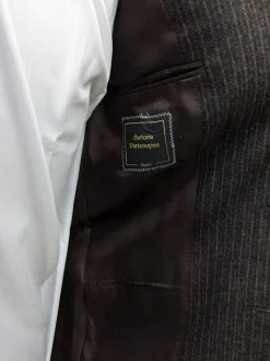 Sartoria Partenopea Mens 40L Brown Pinstriped 3 Button 2 Piece 100% Wool Suit