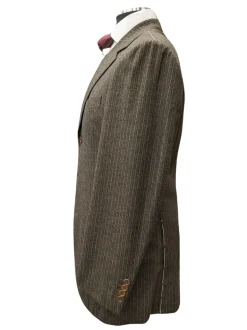 Sartoria Partenopea Mens 40L Brown Pinstriped 3 Button 2 Piece 100% Wool Suit
