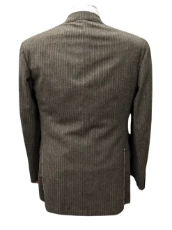 Sartoria Partenopea Mens 40L Brown Pinstriped 3 Button 2 Piece 100% Wool Suit