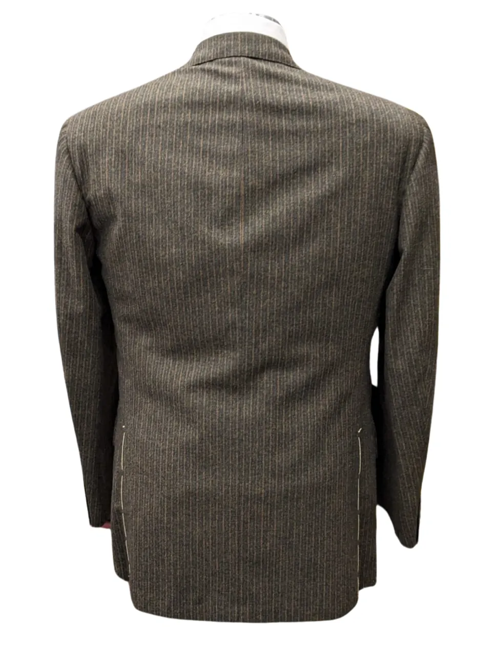 Sartoria Partenopea Mens 40L Brown Pinstriped 3 Button 2 Piece 100% Wool Suit