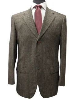 Sartoria Partenopea Mens 40L Brown Pinstriped 3 Button 2 Piece 100% Wool Suit