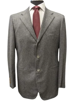 Sartoria Partenopea Mens 40L Solid Gray 100% Wool 3 Button 2 Piece Suit