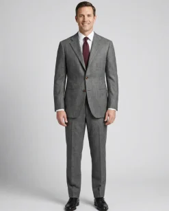 Sartoria Partenopea Mens 40L Solid Gray 100% Wool 3 Button 2 Piece Suit
