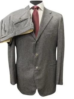 Sartoria Partenopea Mens 40L Solid Gray 100% Wool 3 Button 2 Piece Suit