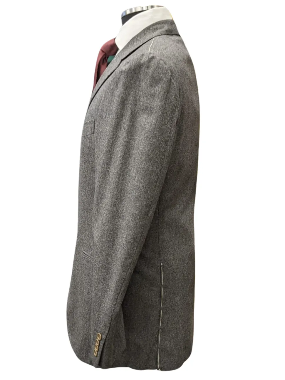 Sartoria Partenopea Mens 40L Solid Gray 100% Wool 3 Button 2 Piece Suit