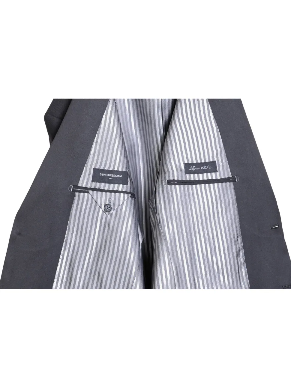 Silvio Breciani Mens Black Tonal Striped Two Button Wool Tuxedo Tux Suit