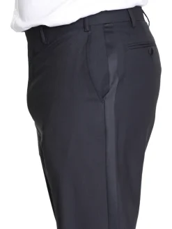 Silvio Breciani Mens Black Tonal Striped Two Button Wool Tuxedo Tux Suit