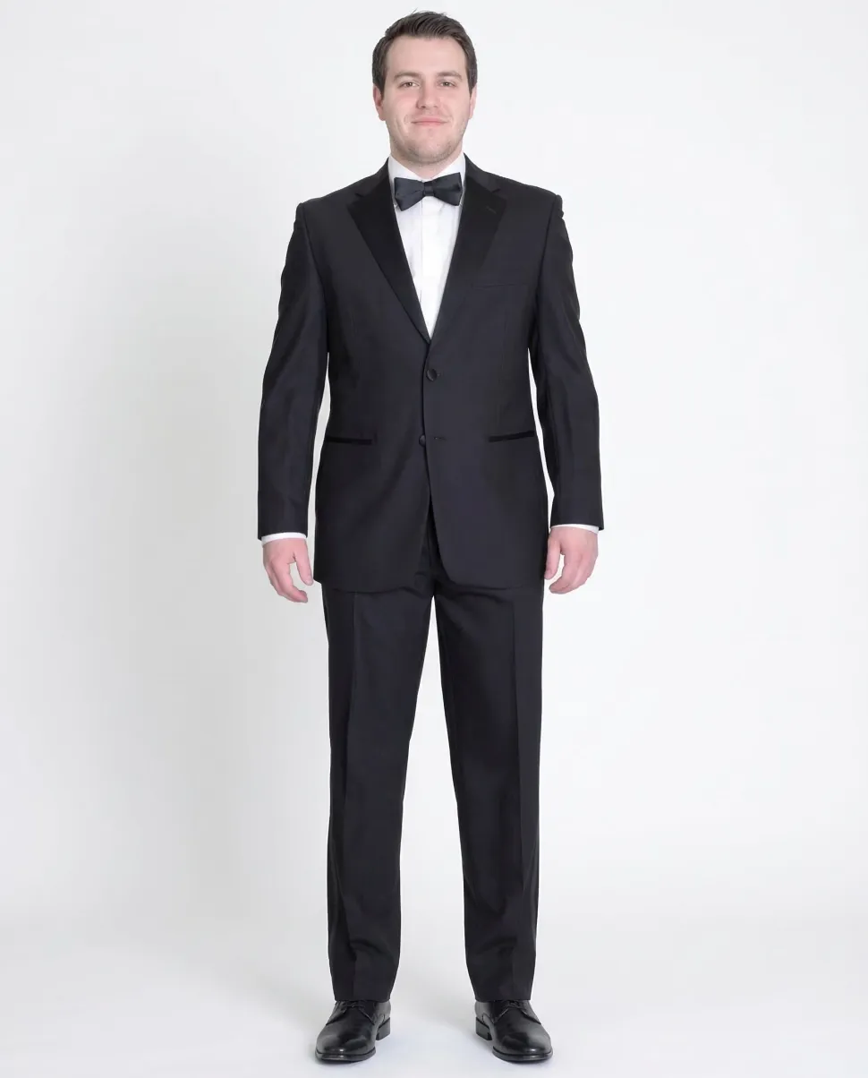Silvio Breciani Mens Black Tonal Striped Two Button Wool Tuxedo Tux Suit