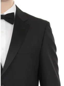 Silvio Breciani Mens Black Tonal Striped Two Button Wool Tuxedo Tux Suit