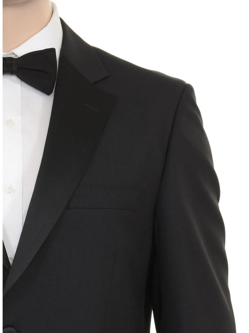 Silvio Breciani Mens Black Tonal Striped Two Button Wool Tuxedo Tux Suit
