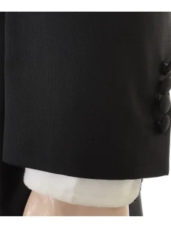 Silvio Breciani Mens Black Tonal Striped Two Button Wool Tuxedo Tux Suit