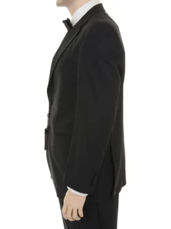 Silvio Breciani Mens Black Tonal Striped Two Button Wool Tuxedo Tux Suit