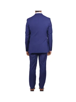 Slim Fit Blue Chalk Stripe Super 110's Reda Wool Peak Lapel Suit