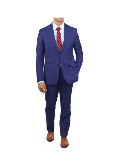 Slim Fit Blue Chalk Stripe Super 110's Reda Wool Peak Lapel Suit