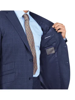 Slim Fit Blue Check Guabello Wool Light Flannel Suit