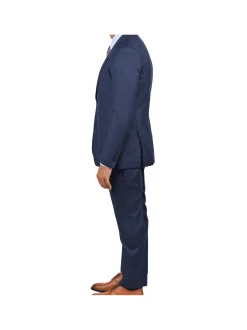 Slim Fit Blue Check Guabello Wool Light Flannel Suit
