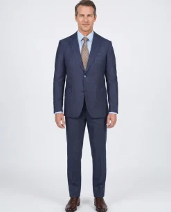 Slim Fit Blue Check Guabello Wool Light Flannel Suit