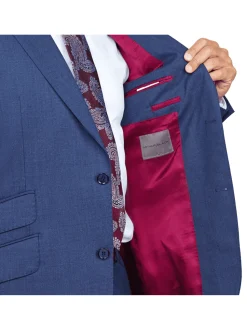 Slim Fit Blue Textured Natural Stretch Barberbis Worsted Wool Suit