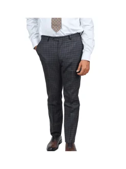 Slim Fit Grey Blue Check Light Flannel Reda Wool Suit