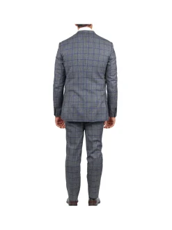 Slim Fit Grey Textured Marzotto Wool Peak Lapel Suit
