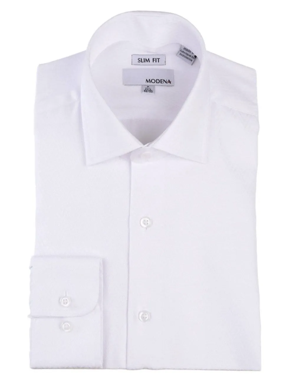 Slim Fit Off White Cream Chevron Check Spread Collar Cotton Blend Dress Shirt