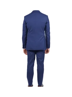 Slim Fit Solid Dark Blue Marzotto Gabardine Wool Suit