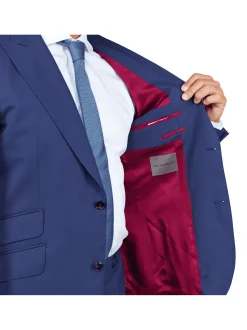 Slim Fit Solid Dark Blue Marzotto Gabardine Wool Suit