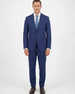 Slim Fit Solid Dark Blue Marzotto Gabardine Wool Suit