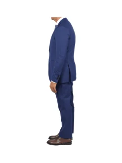 Slim Fit Solid Dark Blue Marzotto Gabardine Wool Suit