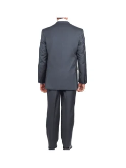 Solid Charcoal Gray Regular Fit 100% Wool 2 Piece Suit With Pleated Pants