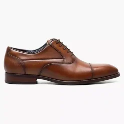 Stacy Adams Kallum Mens Cognac Brown Lace-up Oxford Leather Dress Shoes