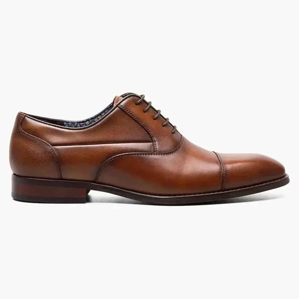 Stacy Adams Kallum Mens Cognac Brown Lace-up Oxford Leather Dress Shoes